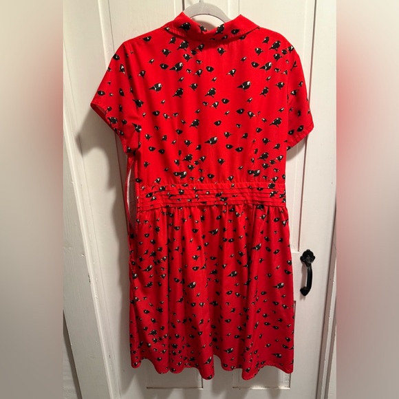 eShakti Red Midi Dress with Black Floral Pattern - Picture 14 of 14